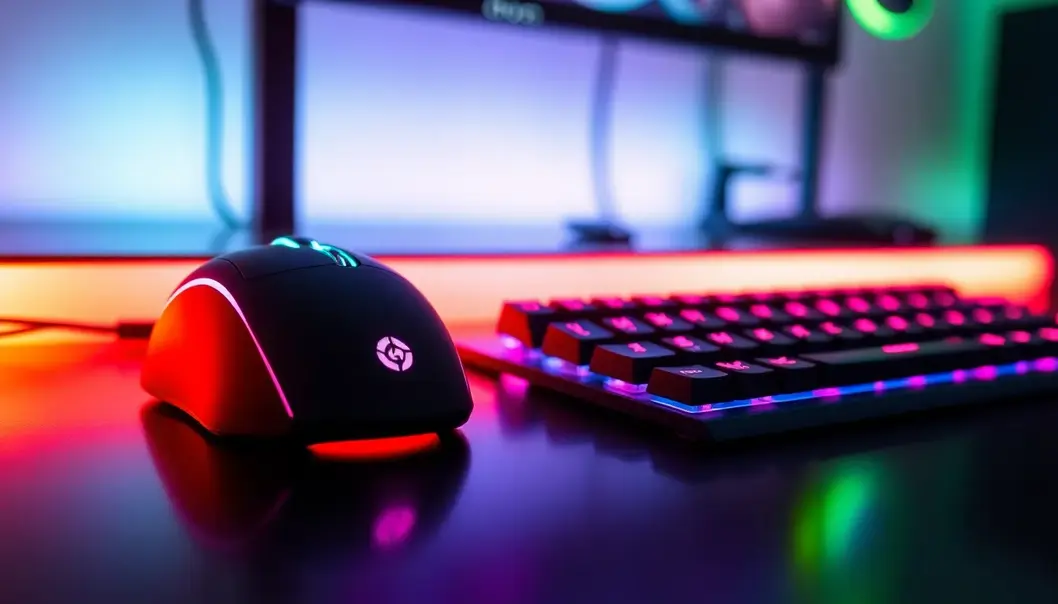 High-performance gaming mouse and mechanical keyboard setup.